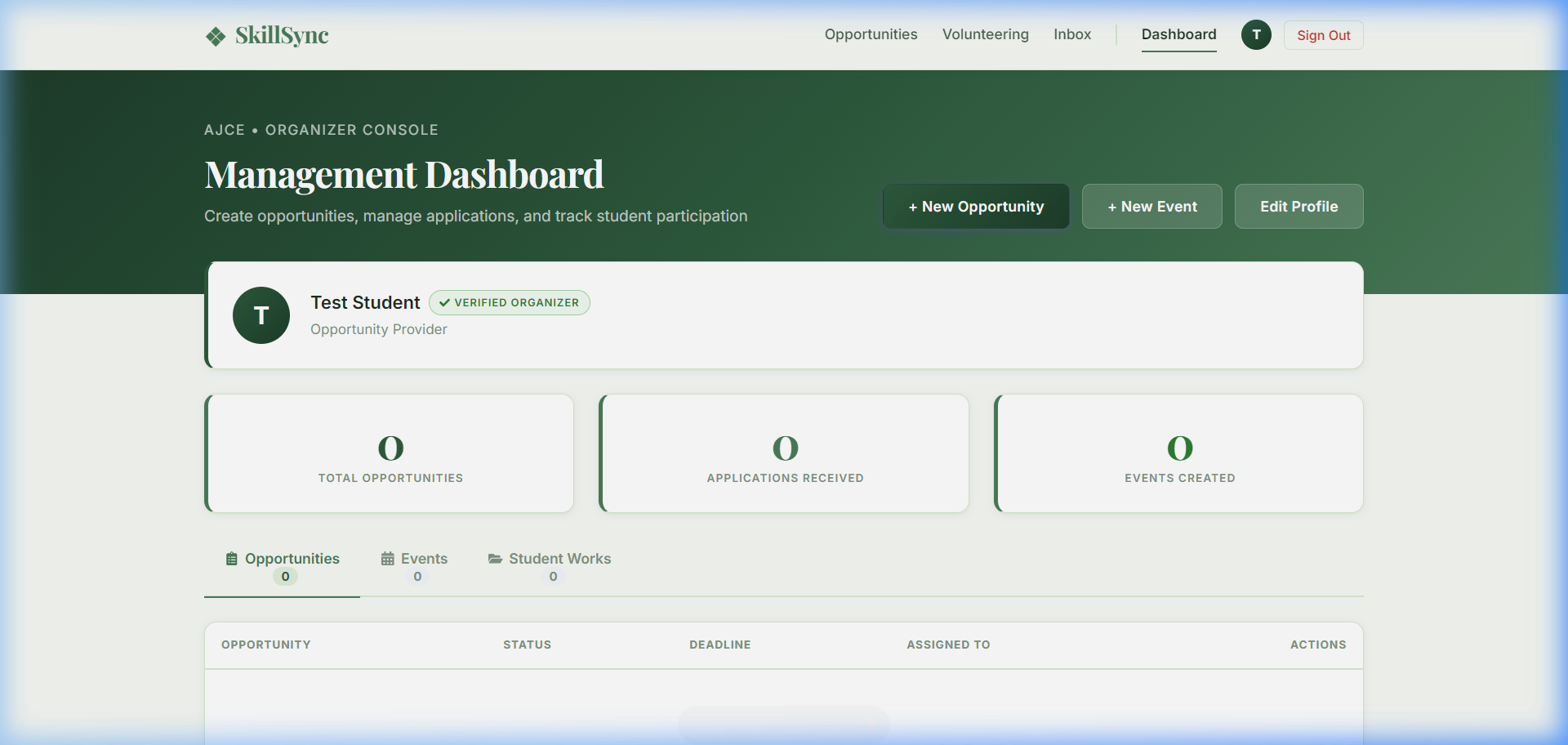 Organizer Dashboard